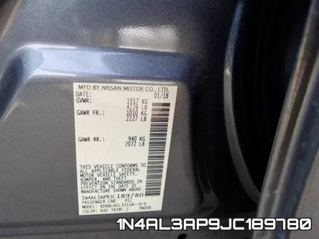 1N4AL3AP9JC189780 фото 2