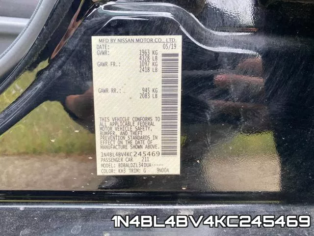 1N4BL4BV4KC245469 фото 2