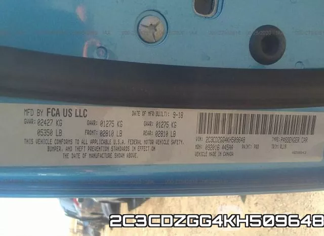 2C3CDZGG4KH509648 фото 10