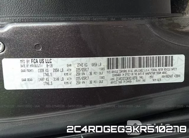 2C4RDGEG3KR510278 фото 10