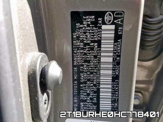 2T1BURHE0HC778401 фото 2