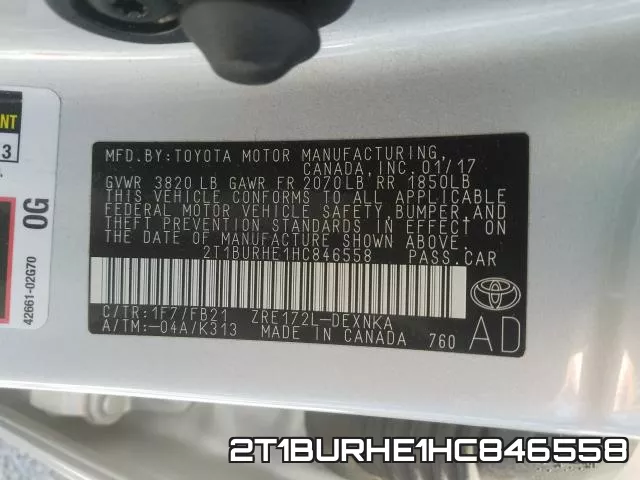 2T1BURHE1HC846558 фото 2
