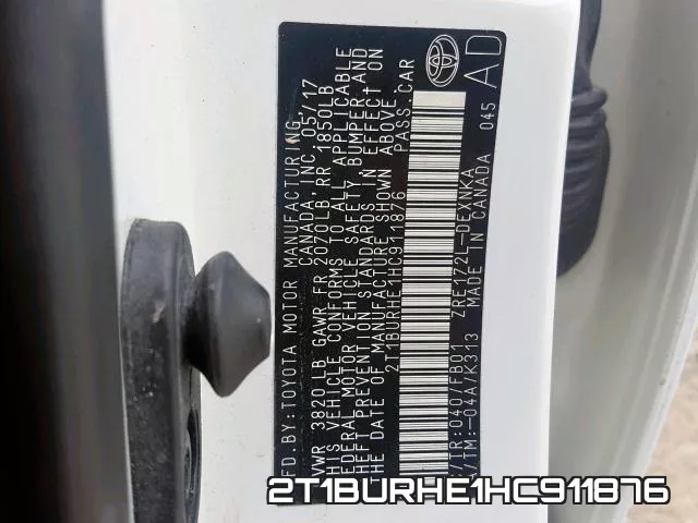 2T1BURHE1HC911876 фото 2
