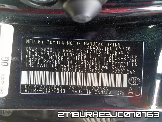 2T1BURHE3JC070763 фото 2