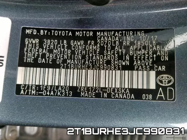 2T1BURHE3JC990831 фото 2