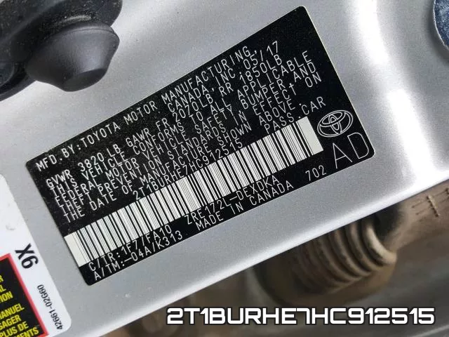 2T1BURHE7HC912515 фото 2