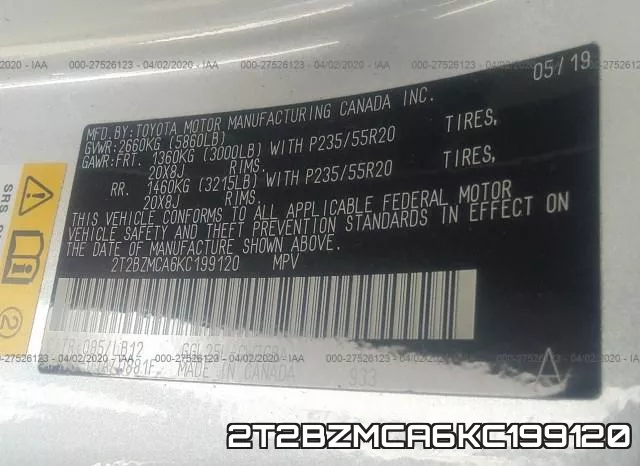 2T2BZMCA6KC199120 фото 10