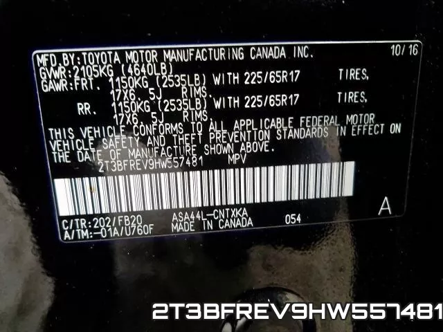 2T3BFREV9HW557481 фото 2