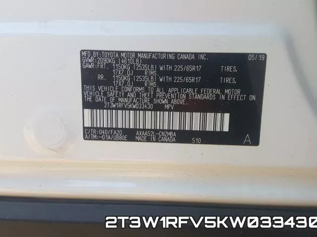 2T3W1RFV5KW033430 фото 2