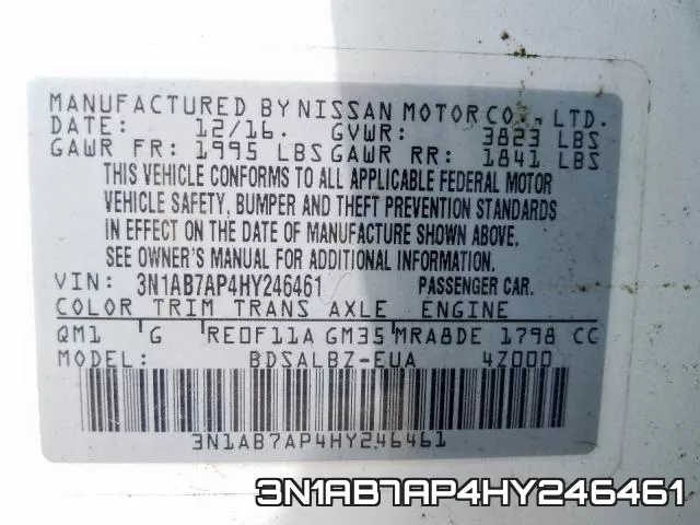 3N1AB7AP4HY246461 фото 2