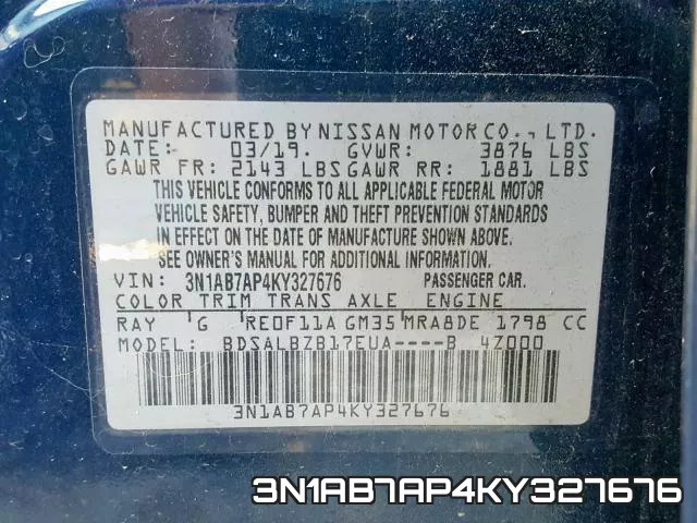 3N1AB7AP4KY327676 фото 2