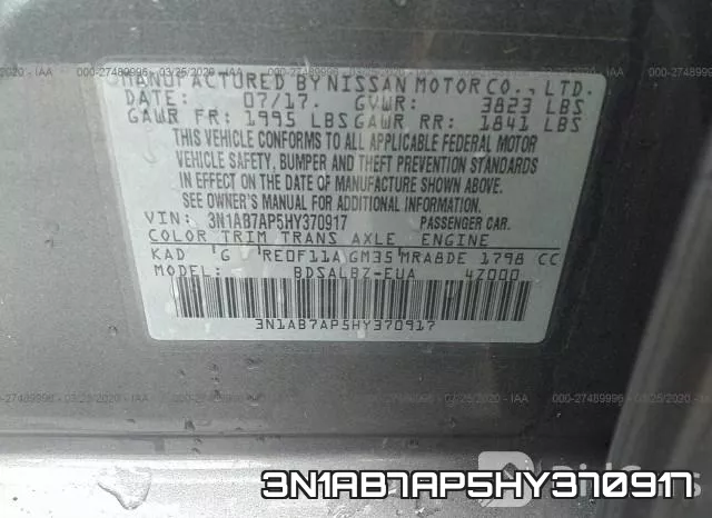 3N1AB7AP5HY370917 фото 10