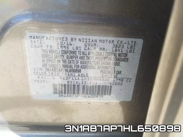 3N1AB7AP7HL650898 фото 2