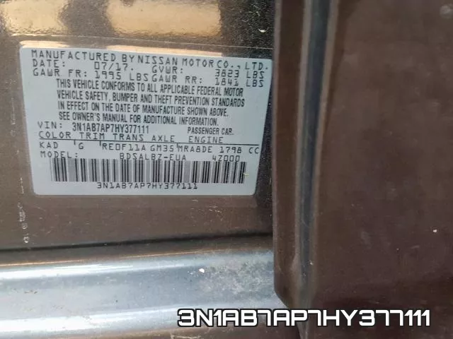 3N1AB7AP7HY377111 фото 2