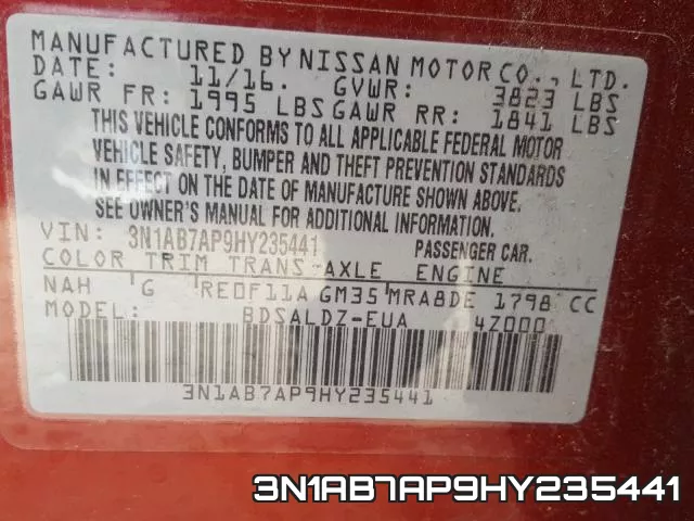 3N1AB7AP9HY235441 фото 2