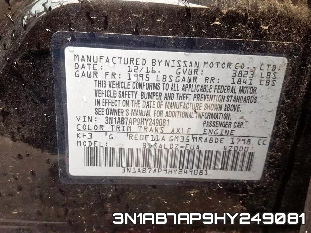3N1AB7AP9HY249081 фото 2