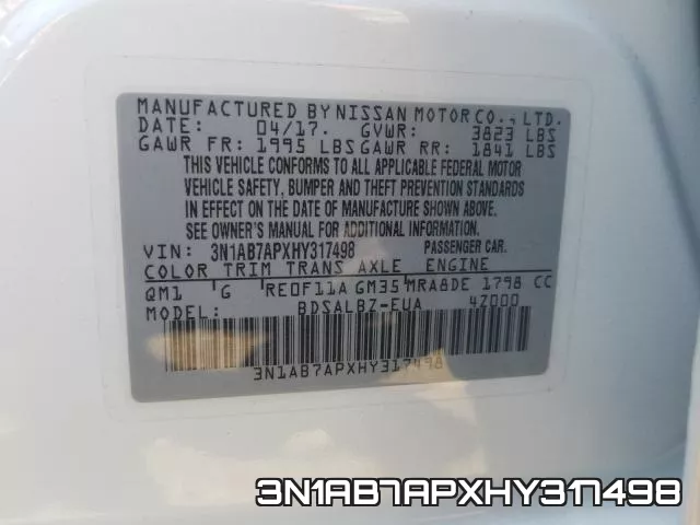 3N1AB7APXHY317498 фото 2