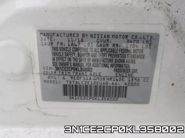 3N1CE2CP0KL358002 фото 2