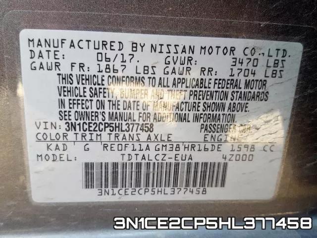 3N1CE2CP5HL377458 фото 2