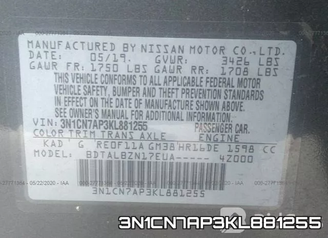 3N1CN7AP3KL881255 фото 10