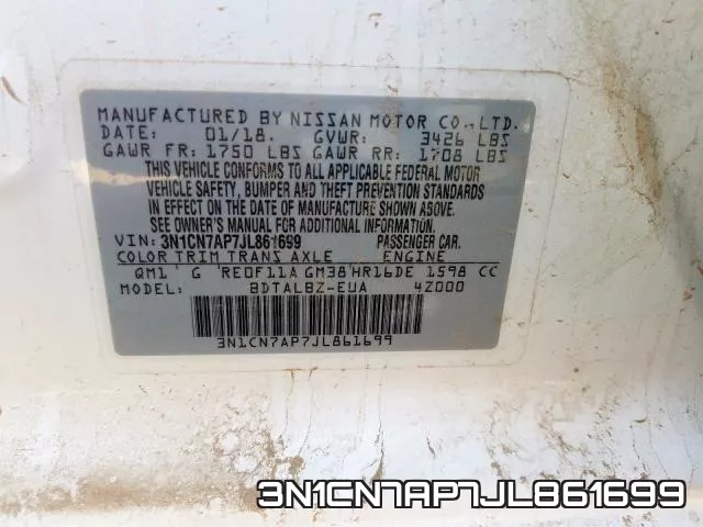 3N1CN7AP7JL861699 фото 2