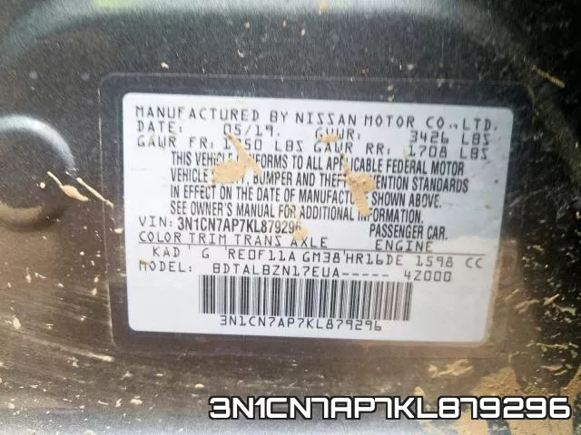 3N1CN7AP7KL879296 фото 2
