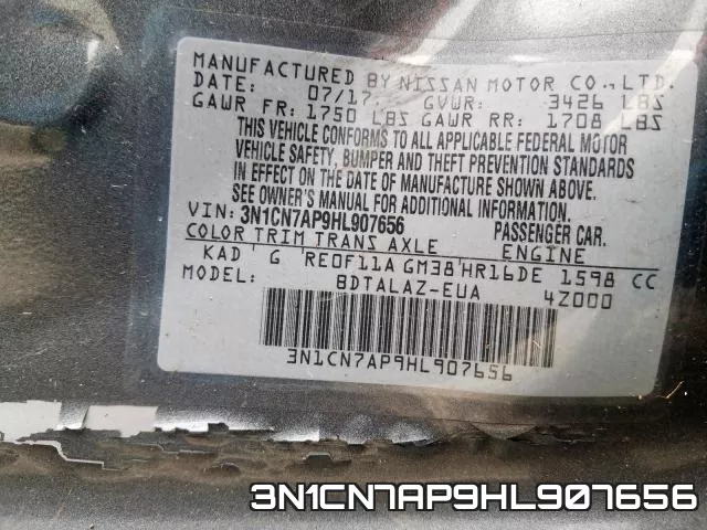 3N1CN7AP9HL907656 фото 2