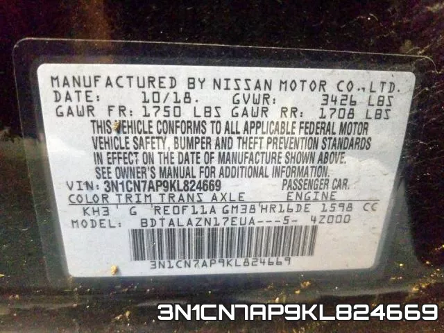 3N1CN7AP9KL824669 фото 2