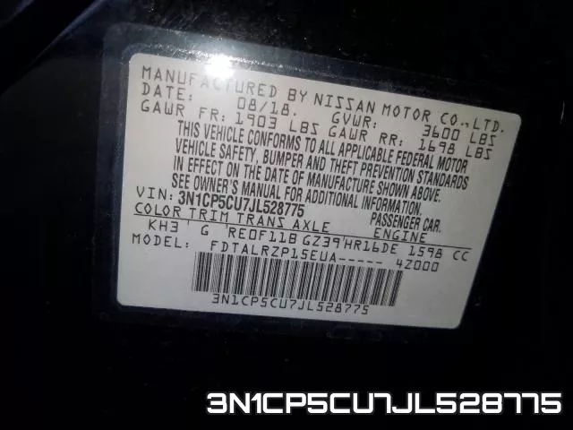 3N1CP5CU7JL528775 фото 2