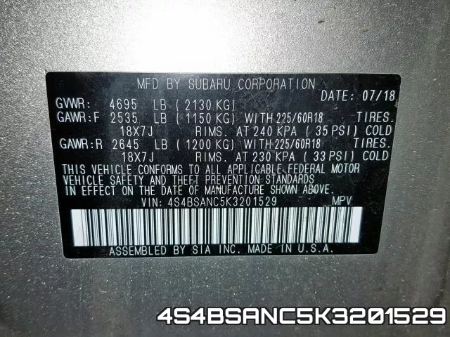 4S4BSANC5K3201529 фото 2
