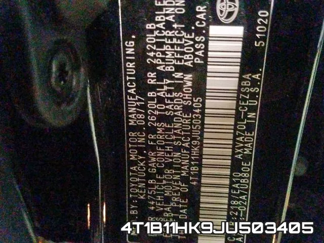 4T1B11HK9JU503405 фото 2