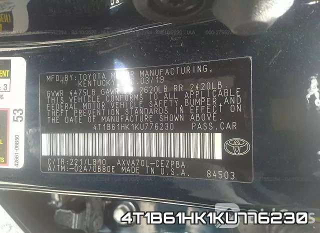 4T1B61HK1KU776230 фото 10
