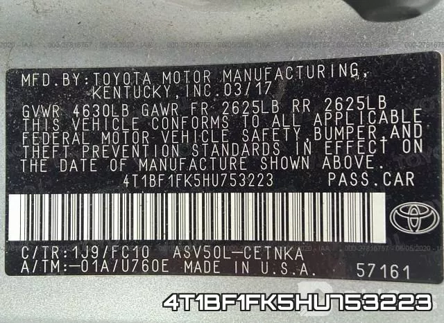 4T1BF1FK5HU753223 фото 10