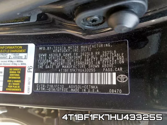 4T1BF1FK7HU433255 фото 2