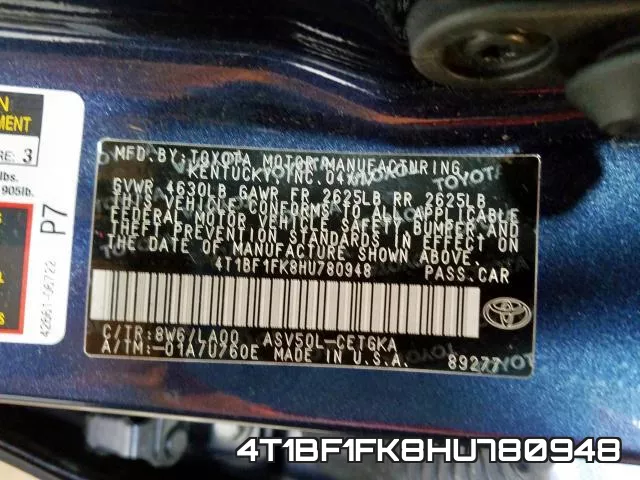 4T1BF1FK8HU780948 фото 2