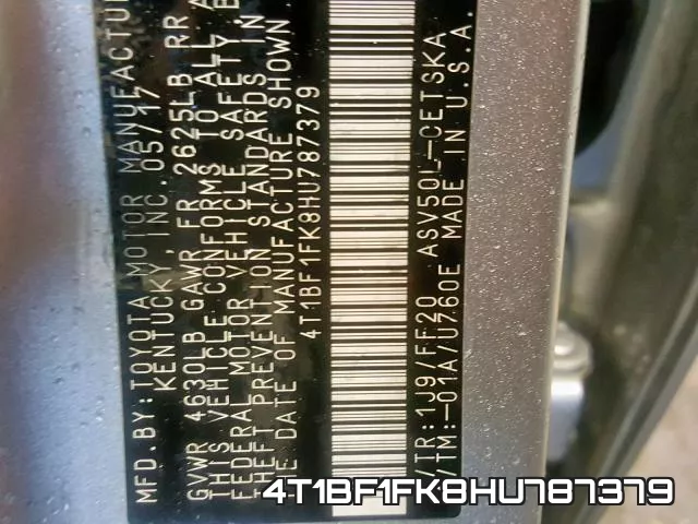 4T1BF1FK8HU787379 фото 2