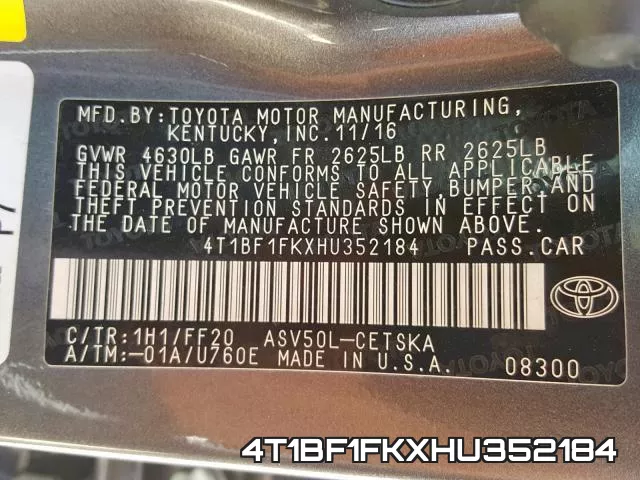 4T1BF1FKXHU352184 фото 2
