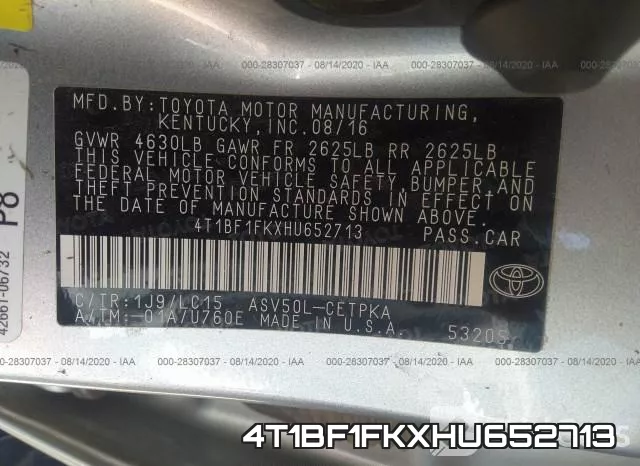 4T1BF1FKXHU652713 фото 10