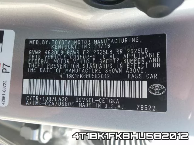 4T1BK1FK8HU582012 фото 2