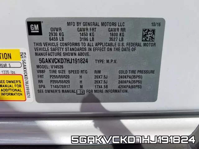 5GAKVCKD7HJ191824 фото 2