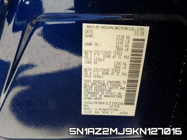 5N1AZ2MJ9KN127016 фото 2