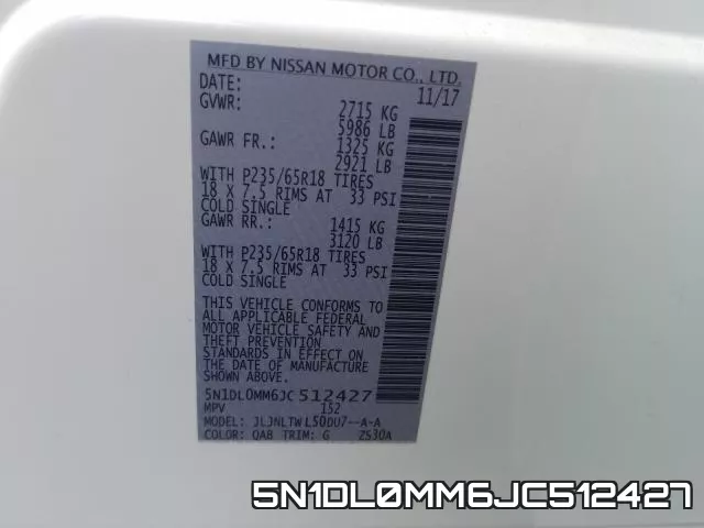5N1DL0MM6JC512427 фото 2