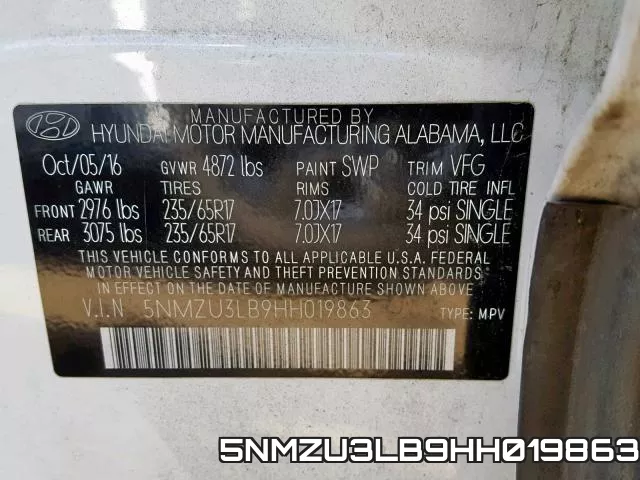 5NMZU3LB9HH019863 фото 2