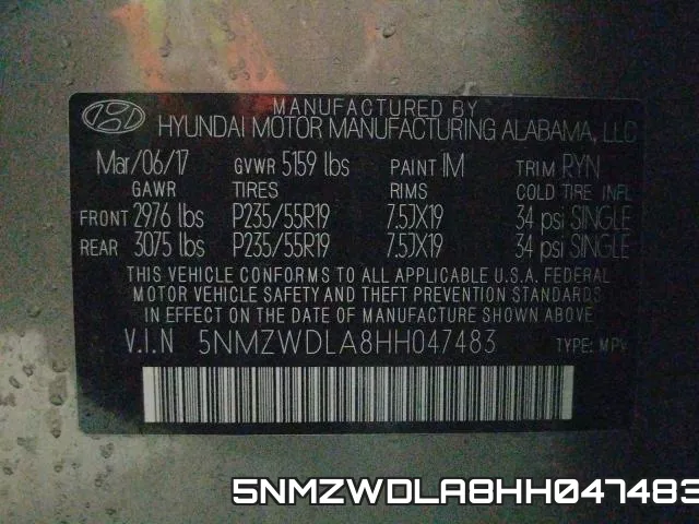 5NMZWDLA8HH047483 фото 2