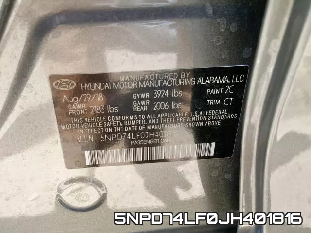 5NPD74LF0JH401816 фото 2