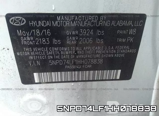 5NPD74LF1HH078838 фото 10