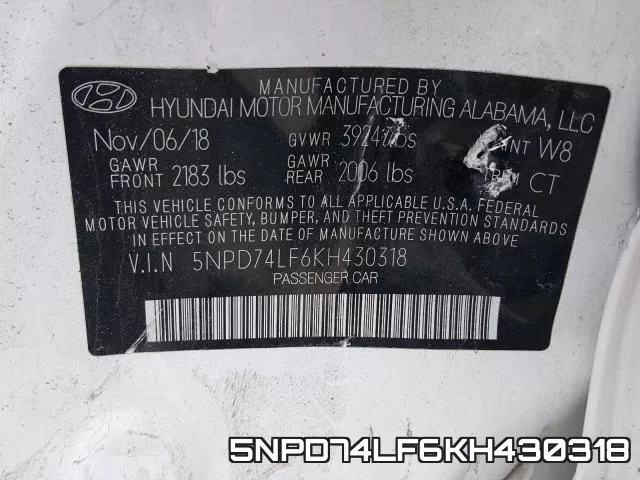 5NPD74LF6KH430318 фото 2