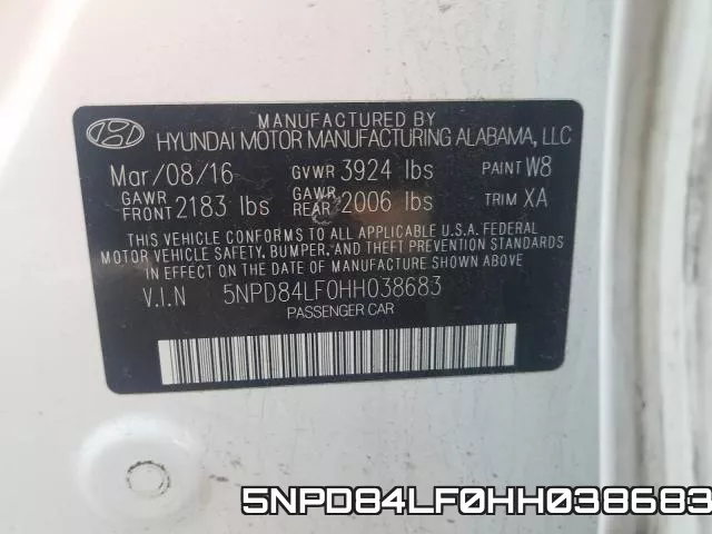 5NPD84LF0HH038683 фото 2