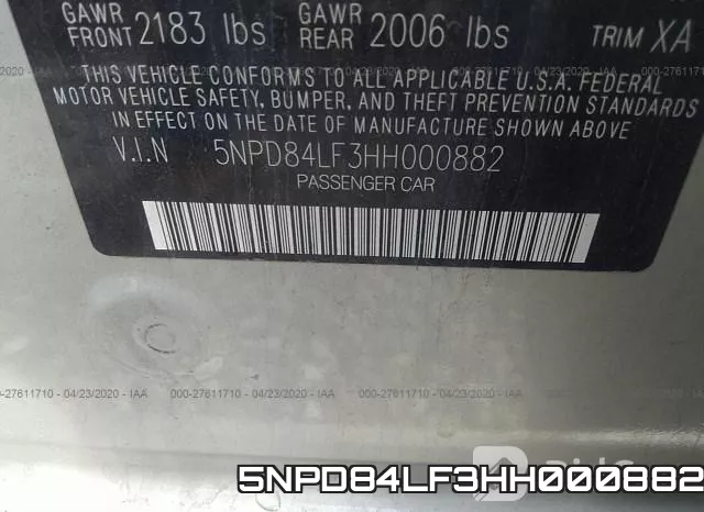 5NPD84LF3HH000882 фото 10