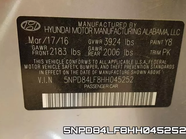 5NPD84LF8HH045252 фото 2